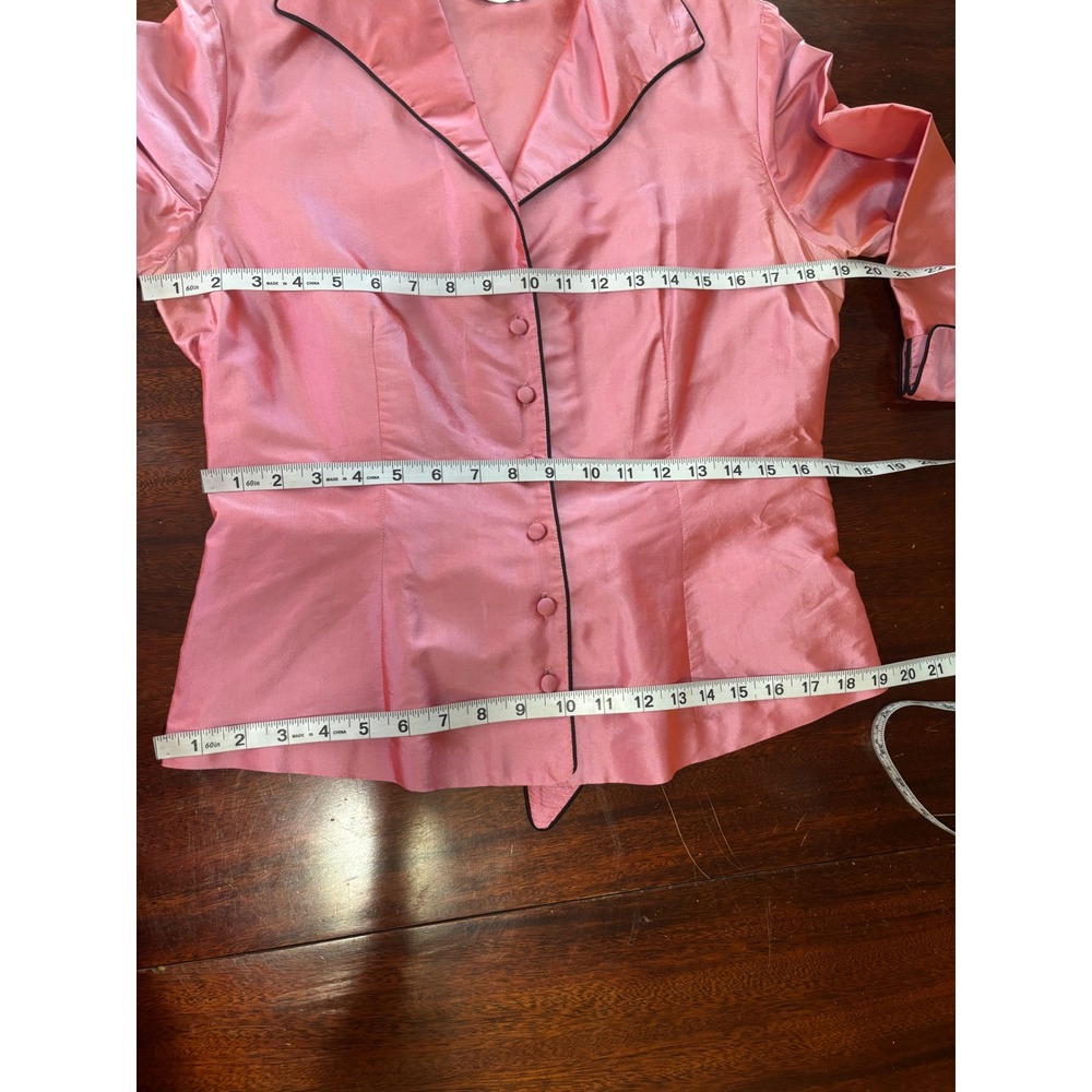 Marisa Baratelli Womens Thai Silk Blouse M Dressy Business Cocktail Wedding - Picture 4 of 11